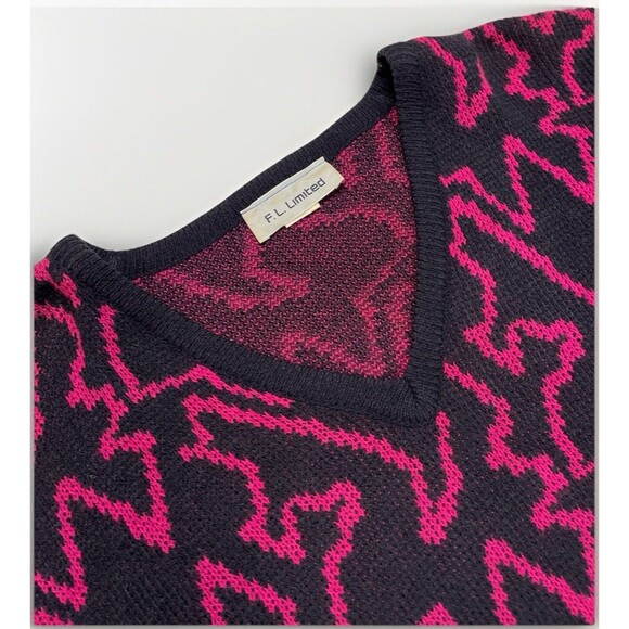 Vintage Women's V Neck Dad Sweater Retro 80's 90's USA Grandpacore New Wave - Picture 5 of 6